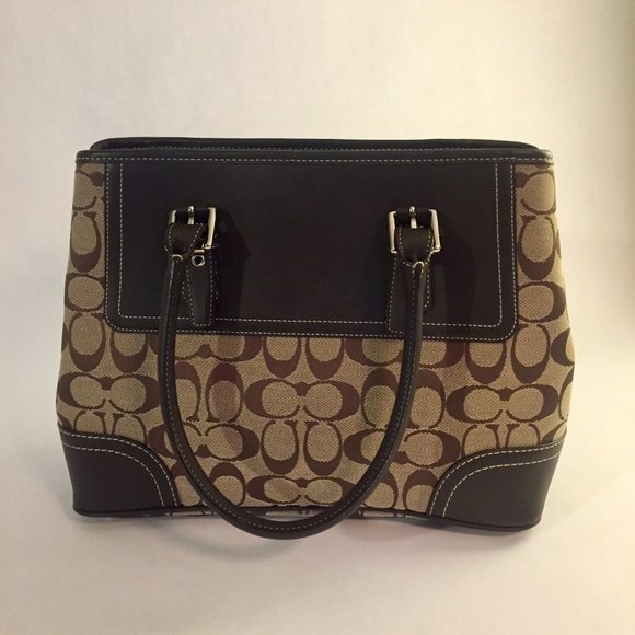 Coach Signature Satchel Handbag Brown - Picture 4 of 9